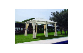 PERGOLA METALICA 3X4X2.7 M CON CORTINAS  CRUDO