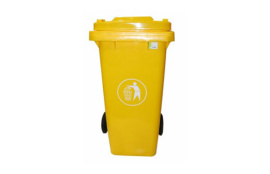 CONTENEDOR BASURA CON RUEDAS Y TAPA AMARILLO-120 LT