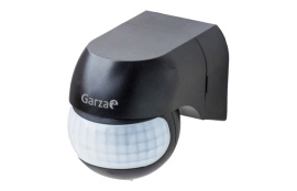 DETECTOR MOVIMIENTO MINI EXTERIOR NEGRO ANGULO 180&ordm; 12 MTS REG. CREPUSCULAR