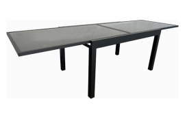 MESA ALUMINIO CRISTAL EXTENSIBLE GRIS 140-280 X 90 CM