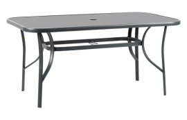 MESA RECTANGULAR ACERO CRISTAL 150 X 90 CM