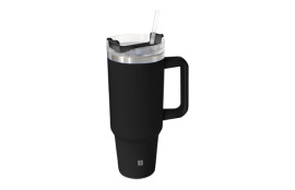 TAZA TERMICA BLUESKI CON CAÑA 1200 ML NEGRO