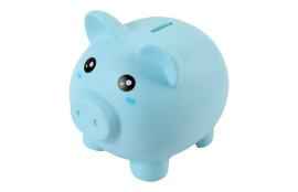 HUCHA PLASTICO CERDITO - AZUL, 18 X 15 CM