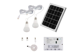 KIT SOLAR HIDRA BOMBILLAS - PANEL + BOMBILLAS + CAJA DE CONTROL. 5,5W 6000K 4,4AH IP55 IP20