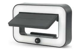 APLIQUE LED SOLAR NARIGA 500 LUMENES IP54 4000K 100&ordm; BATERIA REEMP. 25M2 3 MODOS DE USO