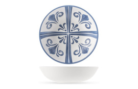 PLATO MELAMINA AZULEJO BLANCO-AZUL Ø 19CM HONDO