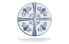 PLATO MELAMINA AZULEJO BLANCO-AZUL Ø 23CM POSTRE