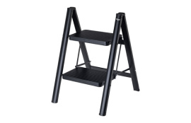 TABURETE ESCALERA ACERO 2 PELDAÑOS NEGRO