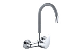 GRIFO DE COCINA MONOMANDO CA&Ntilde;O ALTO JAVA GOMA MURAL GRIS 15 CM