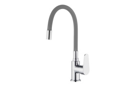 GRIFO DE COCINA MONOMANDO CA&Ntilde;O ALTO JAVA GOMA FLEXIBLE GRIS