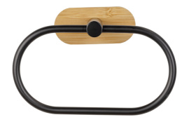 TOALLERO DE ARO ACERO INOX TURBO-LOCK DUO OREA BAMBOO, NEGRO/NATURAL