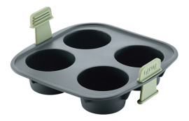 MOLDE MUFFINS SILICONA 4 CAVIDADES GRIS 20X20X6,4CM