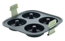 MOLDE DONUTS SILICONA 4 CAVIDADES GRIS 20X20X5,6CM