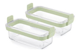 CESTAS RECTANGULARES DE VIDRIO TRANSPARENTE (SET 2 UNIDADES) 19,9X9,4X8,9CM