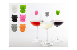 MARCADOR DE COPAS SILICONA 6 UNIDADES GATOS