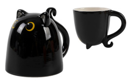 TAZA CERAMICA DECORATIVA GATO NEGRO 30CL
