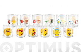 VASO VIDRIO SMILEY EMOTICON AGUA-25 CL