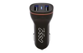 CARGADOR AUTOMOVIL USB 2 SALIDAS 15W CARGA RAPIDA INPUT: DC 12-24 V. OUTPUT: 5V 3.1 A NEGRO