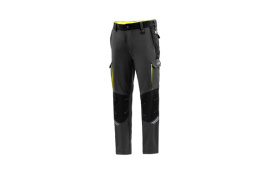 PANTALON TECNICO 240 GR GRIS / AMARILLO FLUOR TALLA L