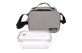 BOLSA PORTA ALIMENTOS ON THE GO GRIS + CONTENEDOR VIDRIO 0,840 ML