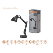 LAMPARA FLEXO OFFICE LINE DESK PEAR BASE E27 NEGRO