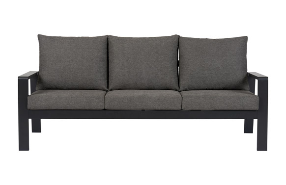 Sofa aluminio 3 plazas napoles negro/gris